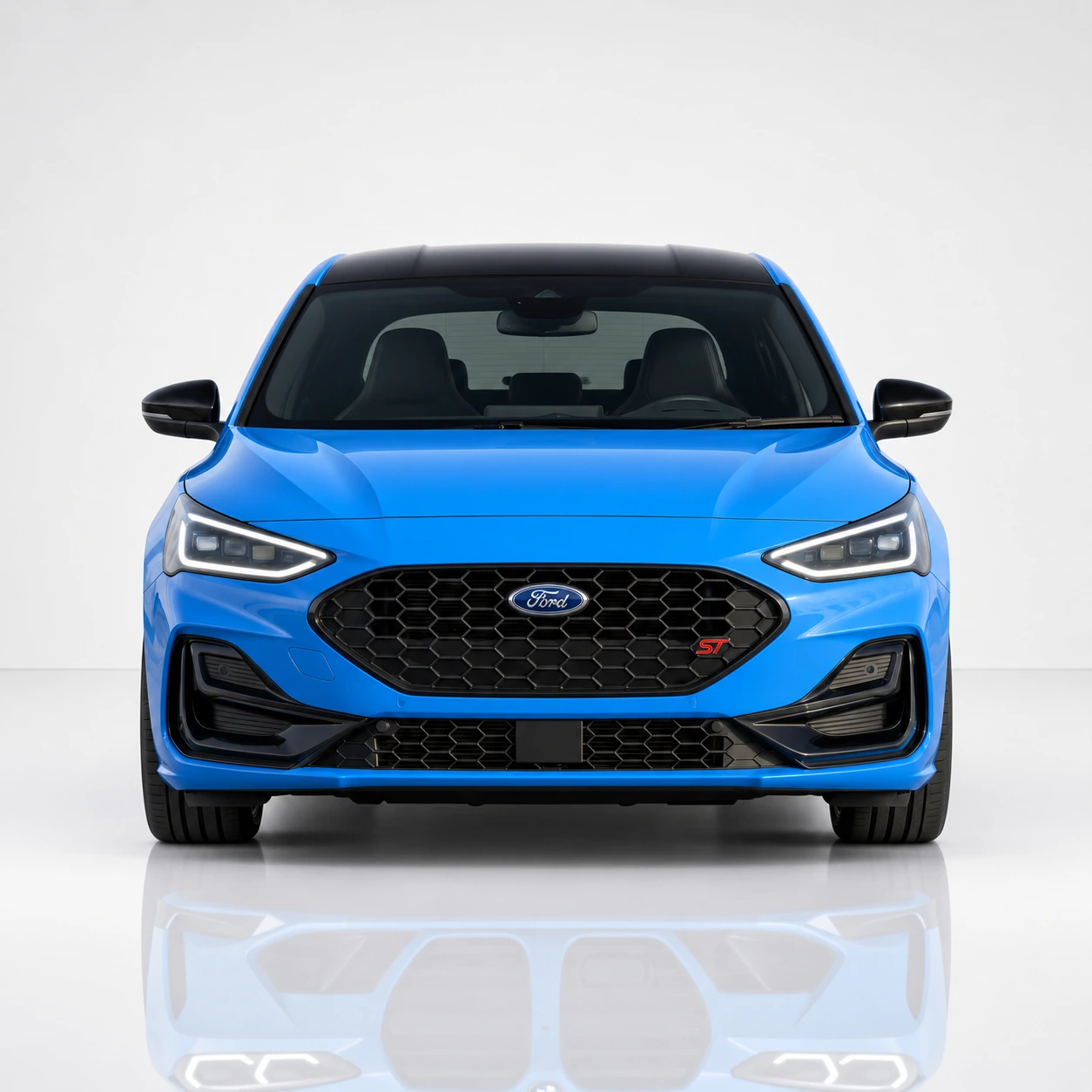 Ford Focus ST Mk4 azul visto desde la parte delantera